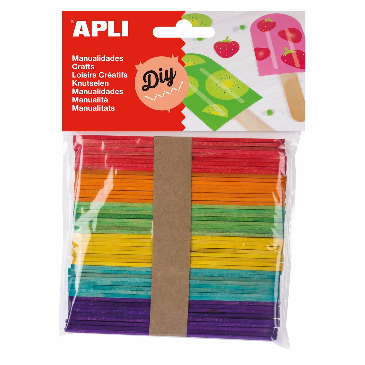 Pysselmaterial Apli Multicolour Trä 114 x 10 mm Glasspinnar (5 antal) (50 antal) - 2