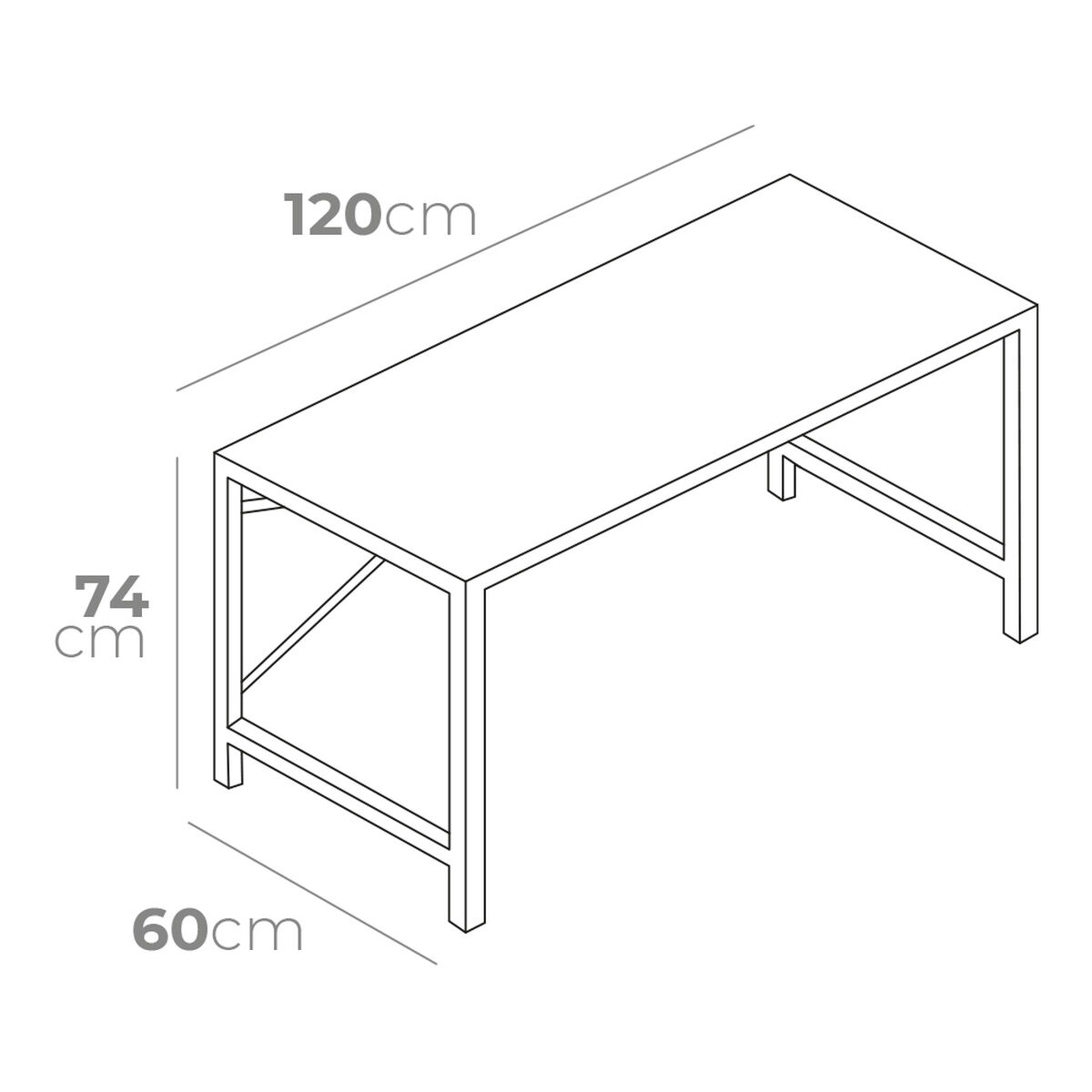 Skrivbord EDM 75195 Svart Trä Metall 120 x 60 x 74 cm - 2