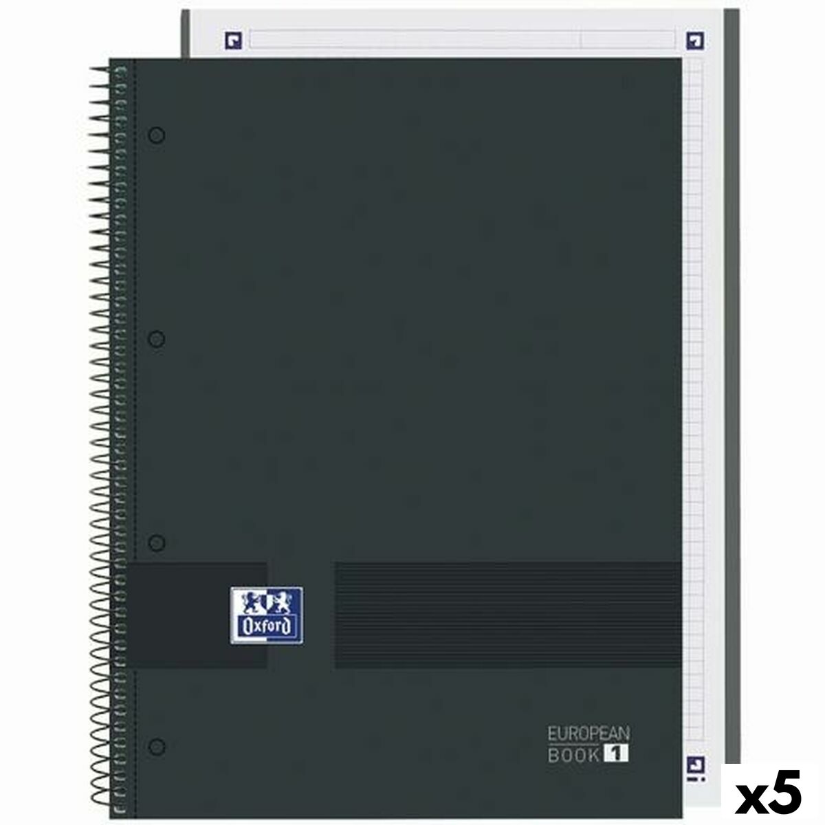 Anteckningsbok Oxford European Book Write&Erase Svart A4 80 Blad (5 antal) - 2
