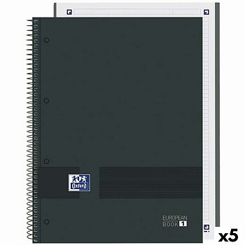 Anteckningsbok Oxford European Book Write&Erase Svart A4 80 Blad (5 antal)