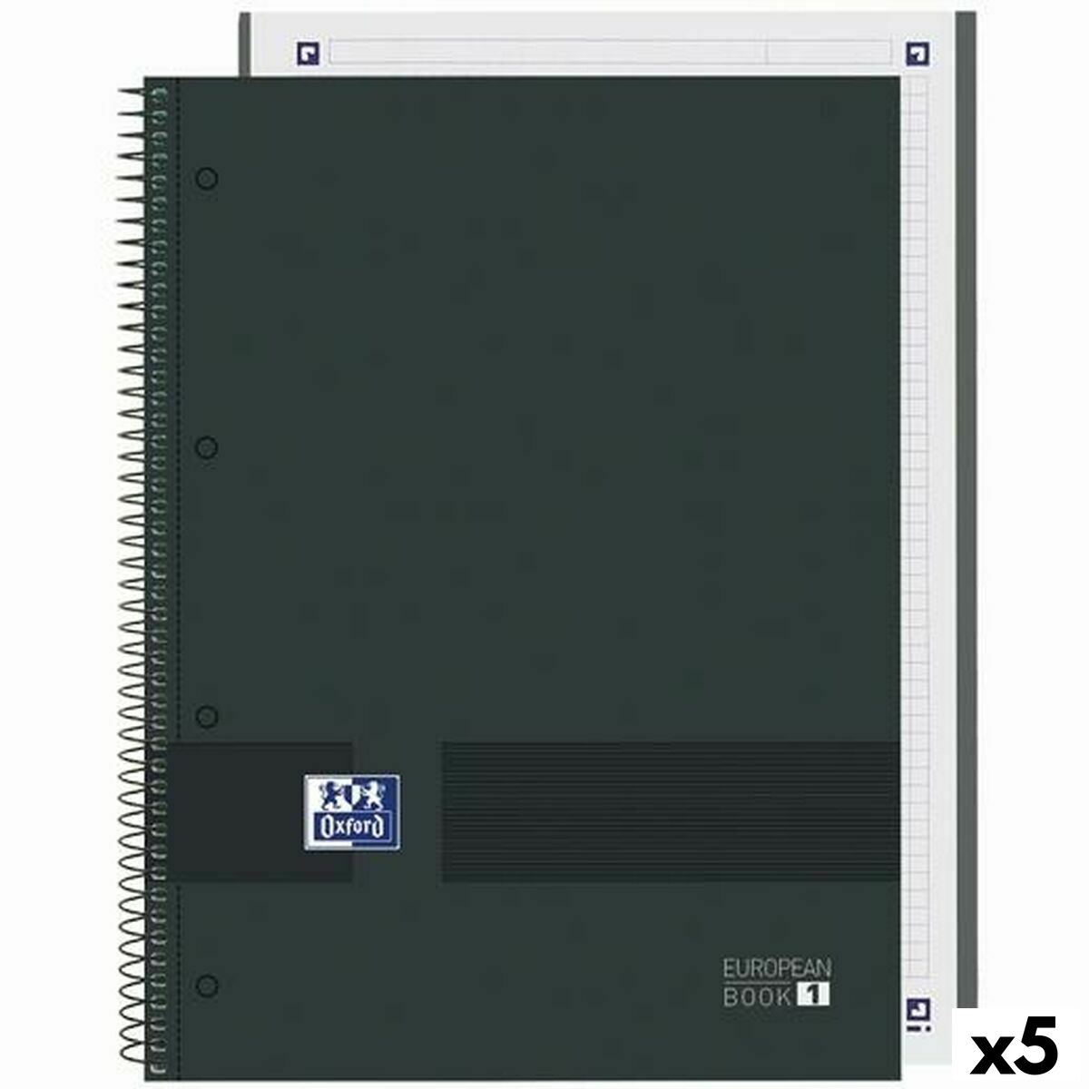Anteckningsbok Oxford European Book Write&Erase Svart A4 80 Blad (5 antal)