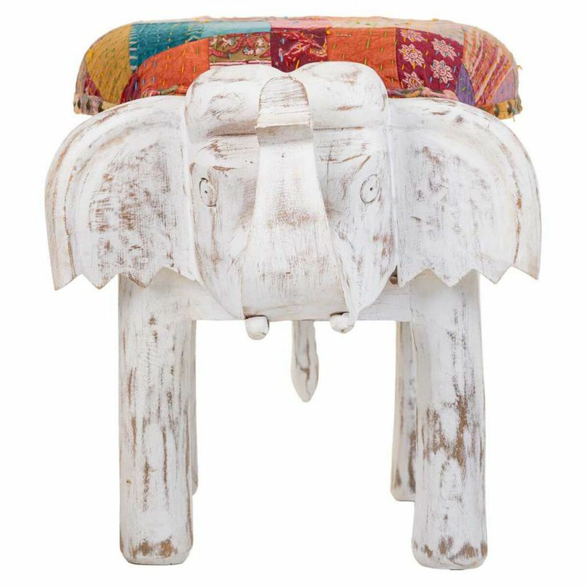 Sittpall Alexandra House Living Vit Mangoträ Tyg 51 x 37 x 36 cm Elefant - 6