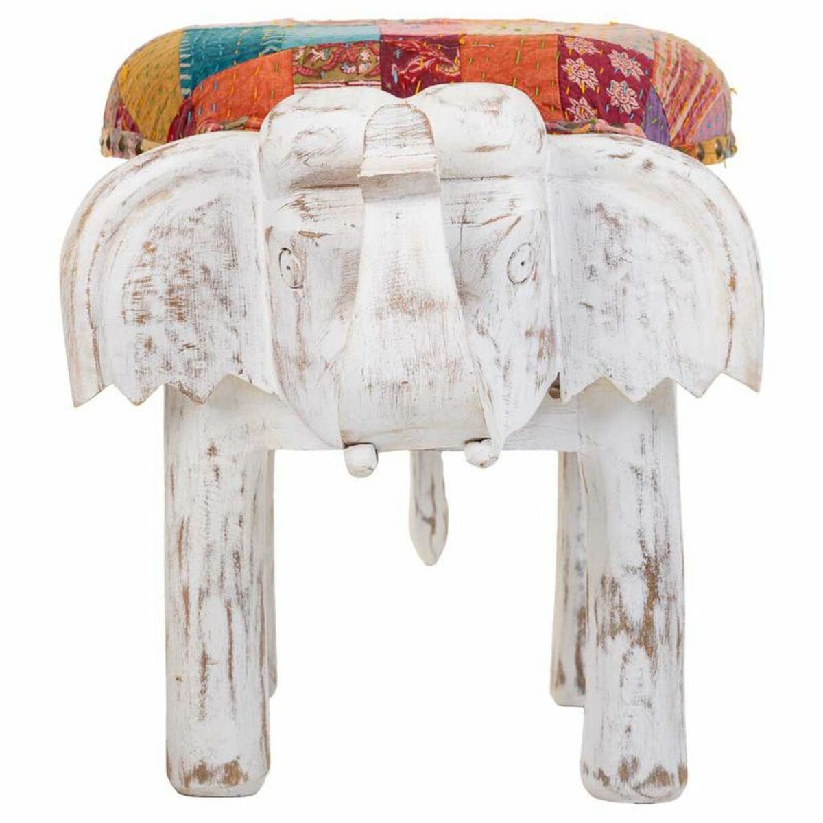 Sittpall Alexandra House Living Vit Mangoträ Tyg 51 x 37 x 36 cm Elefant - 2