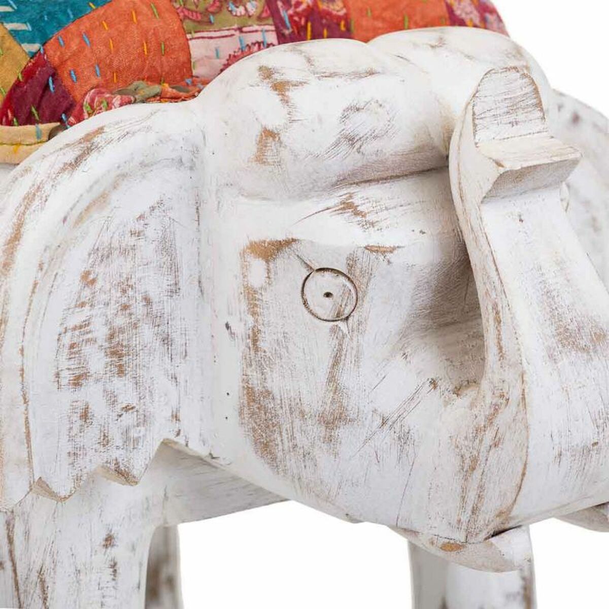Sittpall Alexandra House Living Vit Mangoträ Tyg 51 x 37 x 36 cm Elefant - 8