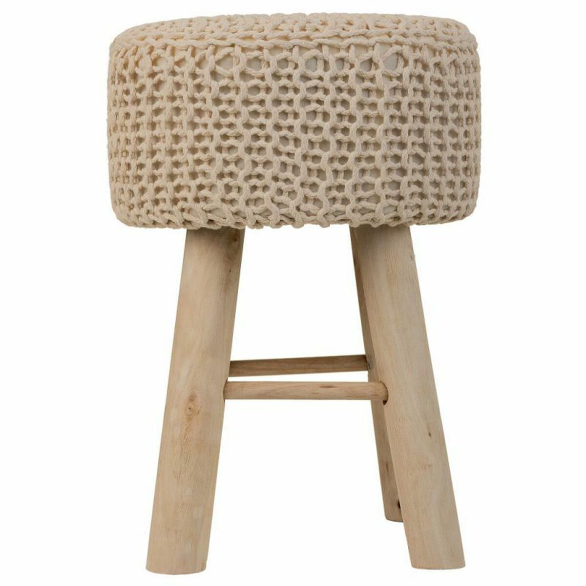 Sittpall Alexandra House Living Kräm Bambu Furu Badsvamp Trä MDF 32 x 44 x 32 cm - 3