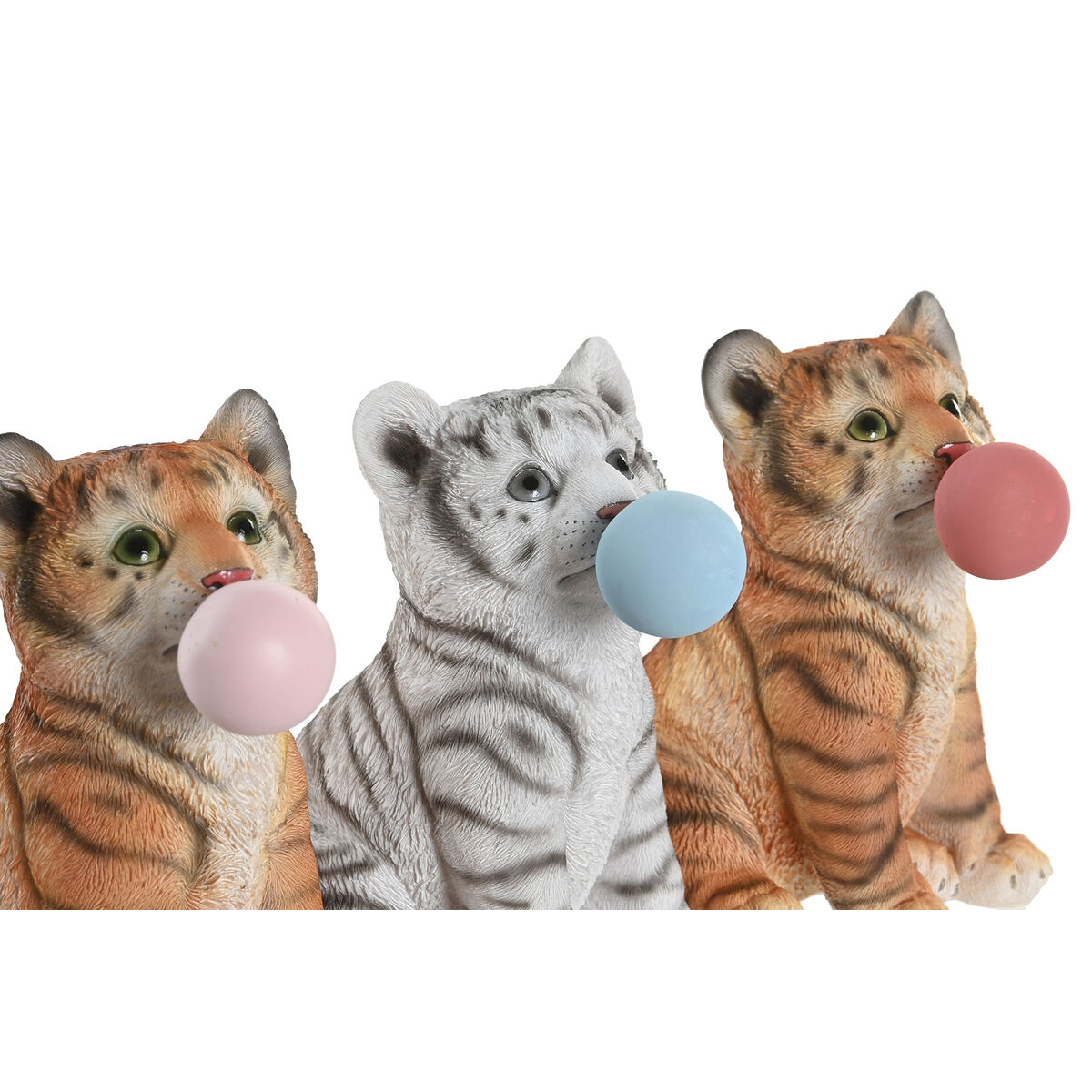 Prydnadsfigur DKD Home Decor 13,5 x 11 x 15 cm Harts Katt (3 antal) - 3