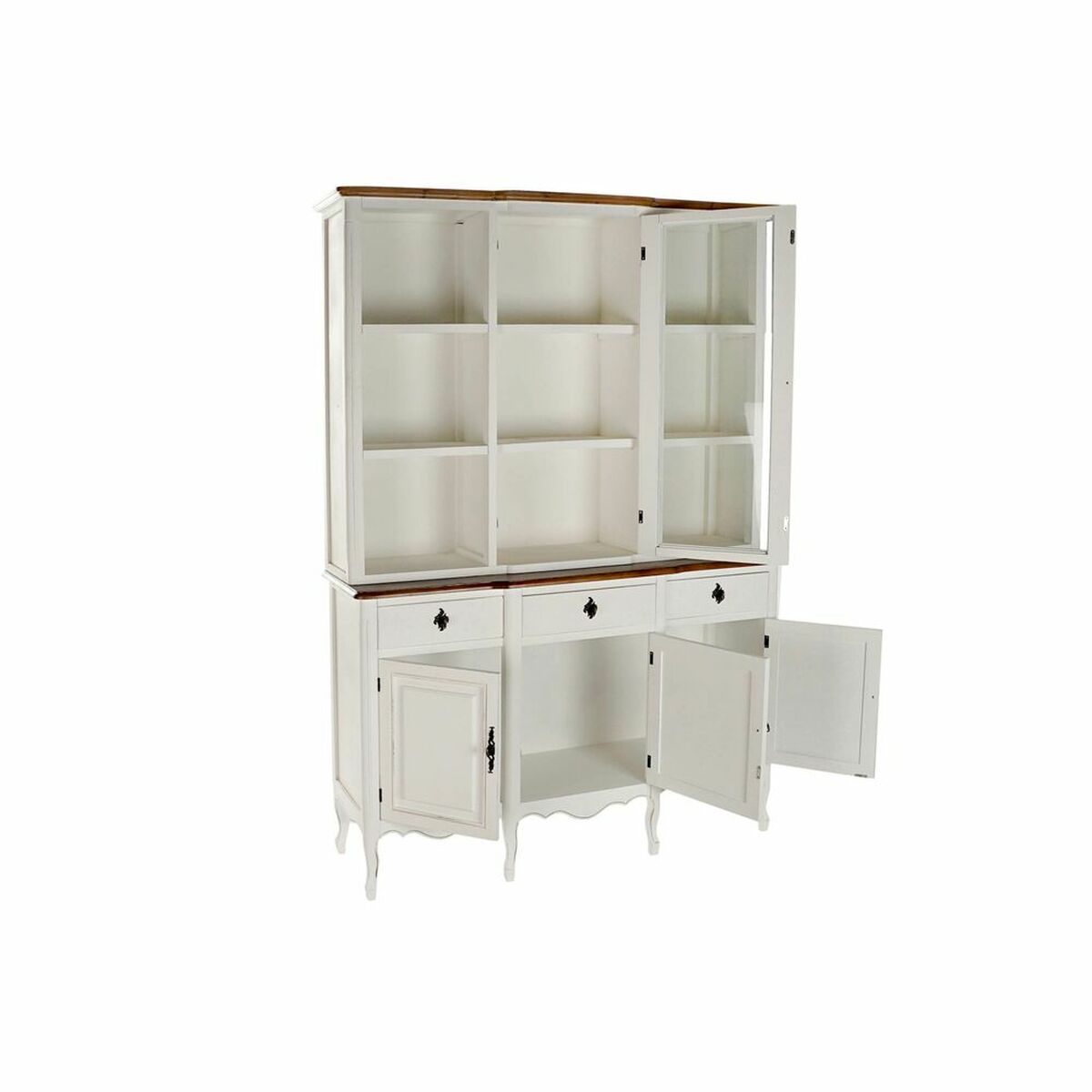 Visningsställ DKD Home Decor Vit Brun Glas Paulowniaträ (138 x 45 x 199 cm) - 3