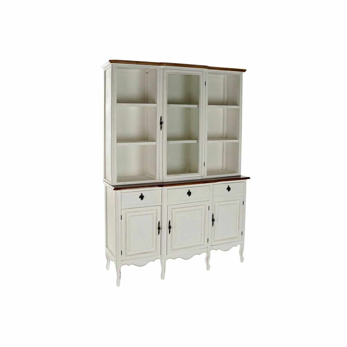 Visningsställ DKD Home Decor Vit Brun Glas Paulowniaträ (138 x 45 x 199 cm)