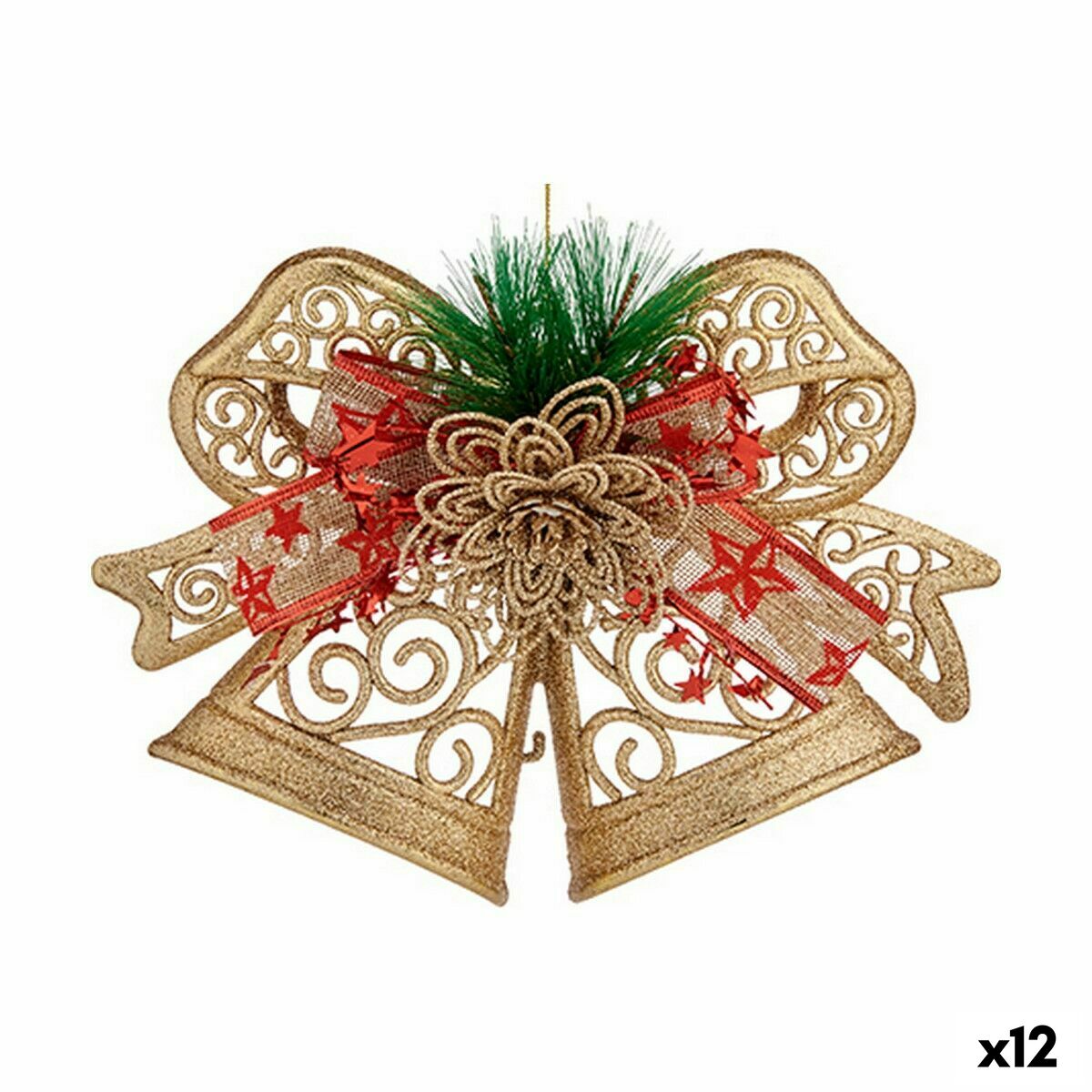 Julgranskula Köksfläktar Röd Grön Gyllene PVC 28 x 23 x 5 cm (12 antal)