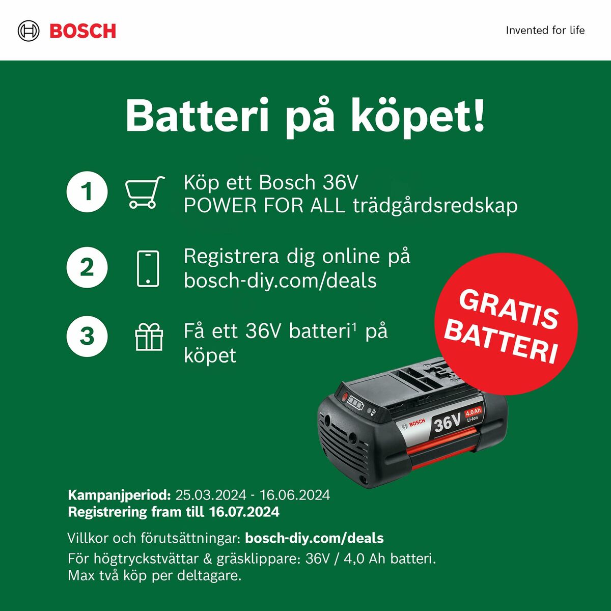 Gräsklippare BOSCH 36V-40-650 - 3