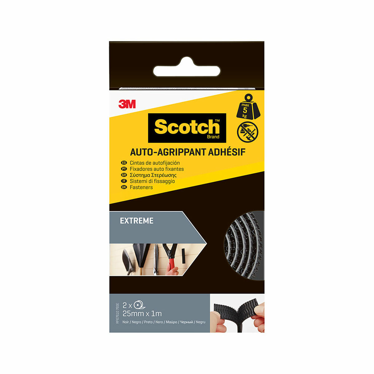 Självhäftande band Scotch Svart 25 mm x 1 m 1,5 m 5 kg 2 Delar