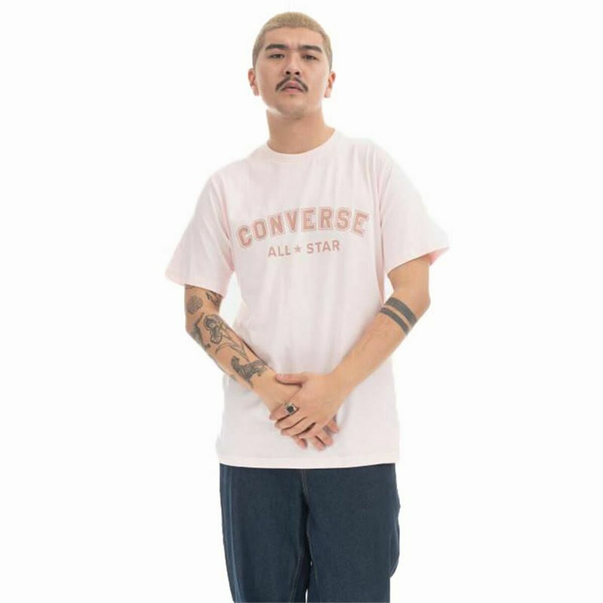 T-shirt med kortärm Herr Converse Classic Fit All Star Single Screen Ljusrosa - 4