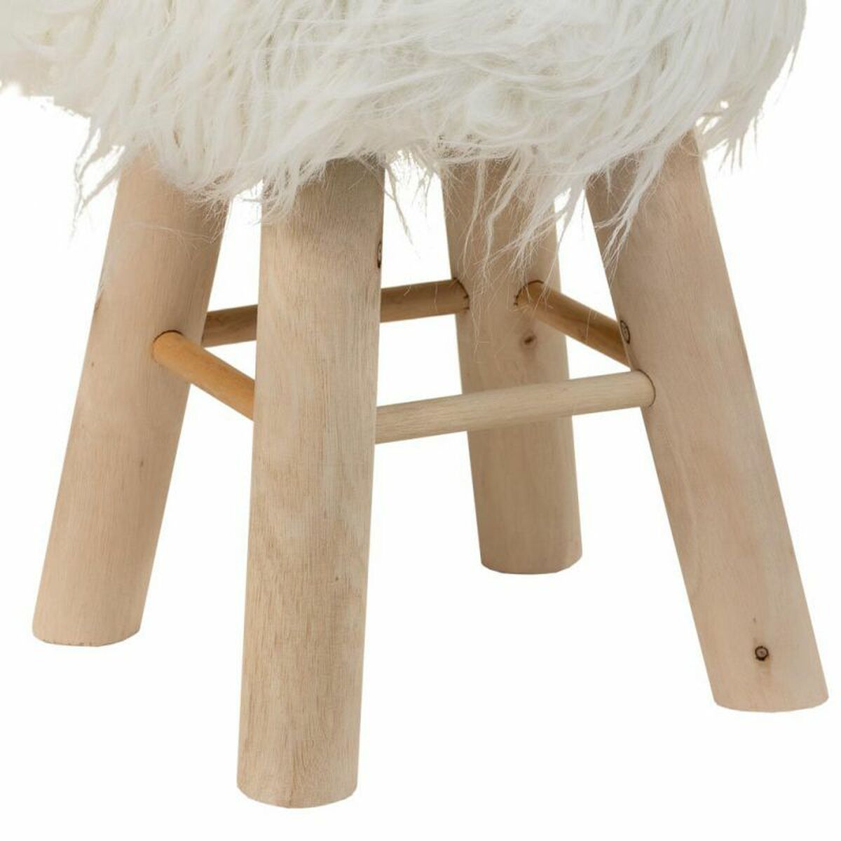 Sittpall Alexandra House Living Vit Plysch Bambu Furu Badsvamp Trä MDF 32 x 44 x 32 cm - 8
