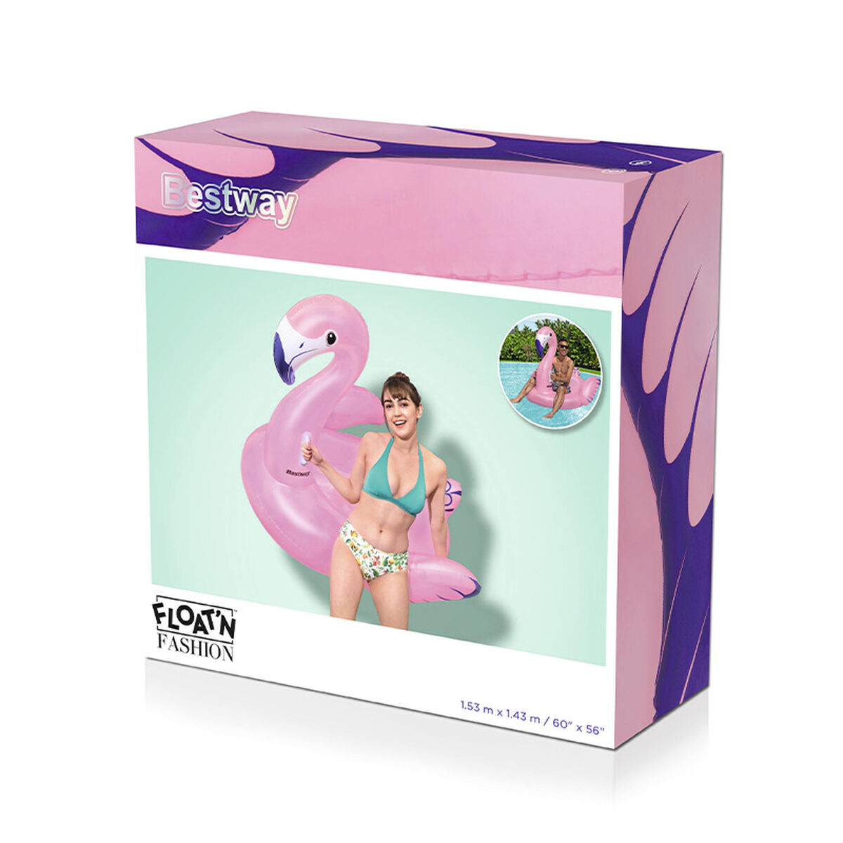 Bestway Uppblåsbar Figur Flamingo med Handtag 153x143 cm Strand och Pool 41475 - 9