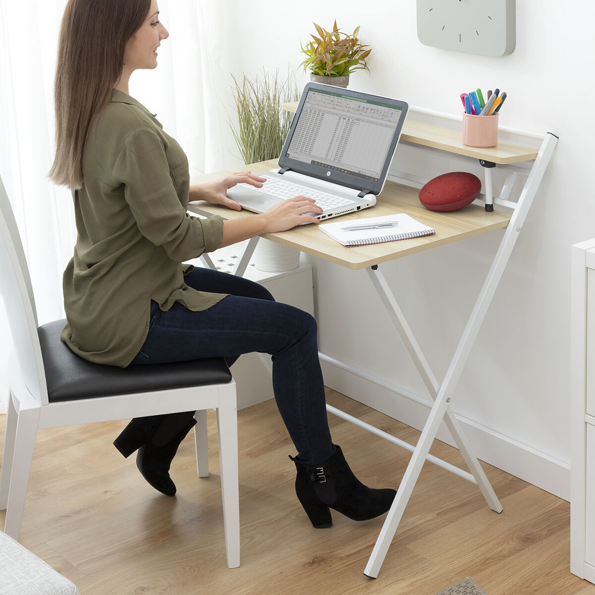 Hopfällbart skrivbord med hylla Tablezy InnovaGoods - 8