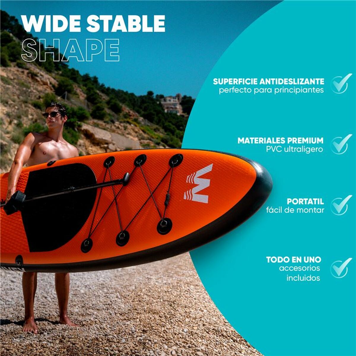 Uppblåsbara Paddle Surfbräda med tillbehör Winvey SUP-O Orange - 7