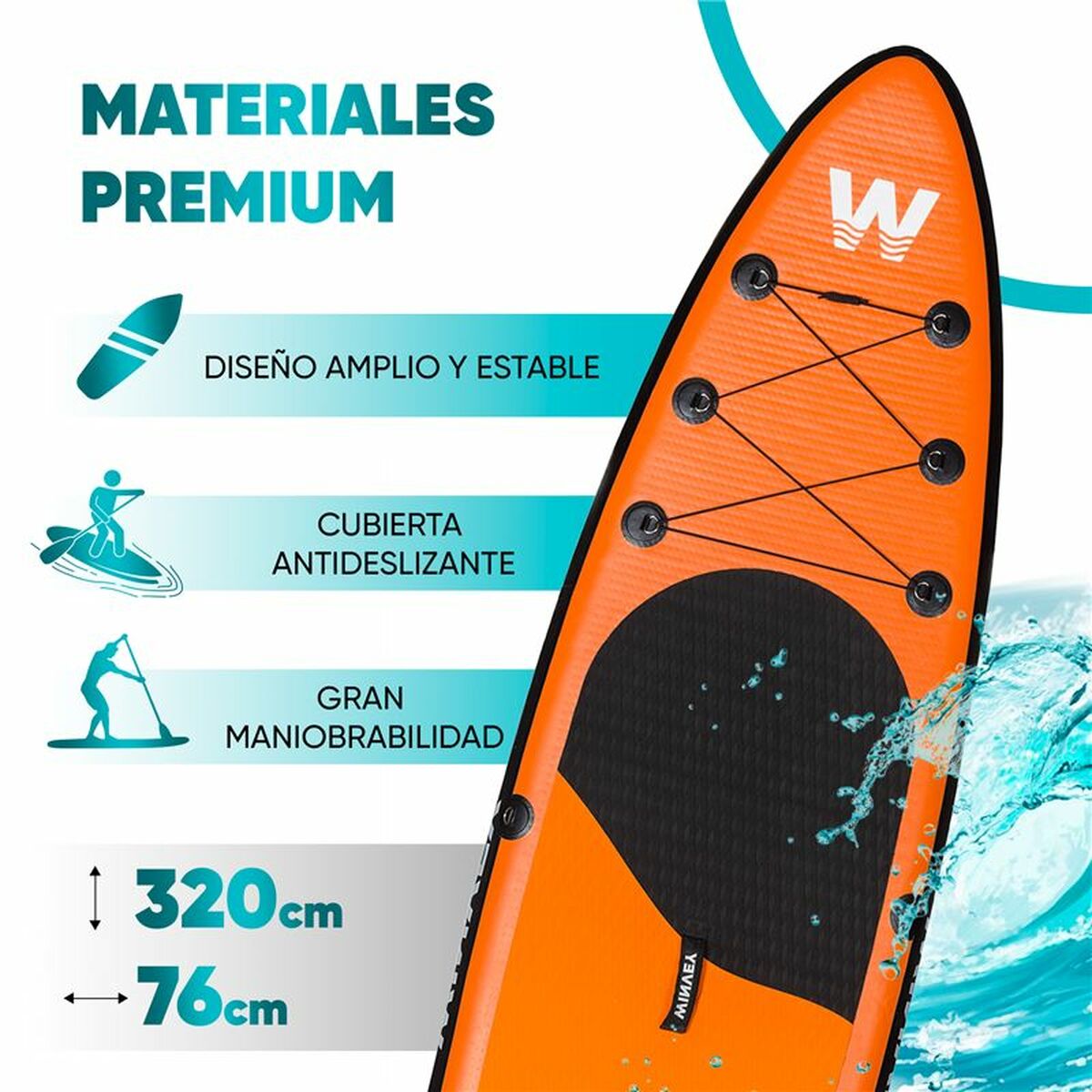 Uppblåsbara Paddle Surfbräda med tillbehör Winvey SUP-O Orange - 4
