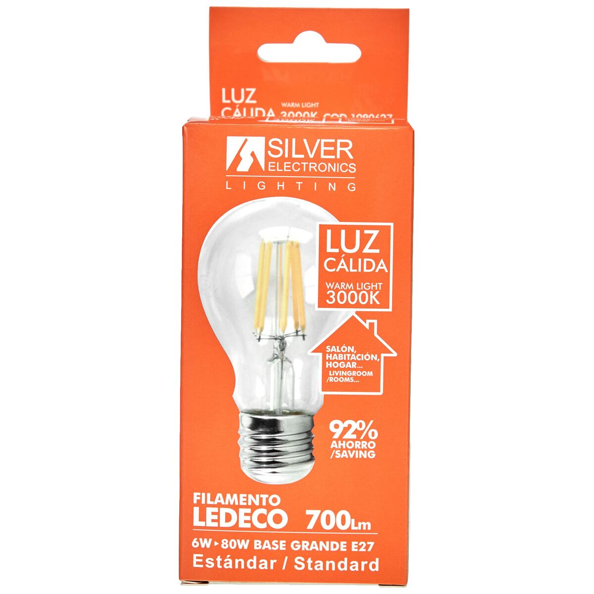 Sfärisk LED-lampa Silver Electronics 1980627 E27 6W 3000K A++ (Varmt Ljus) - 5