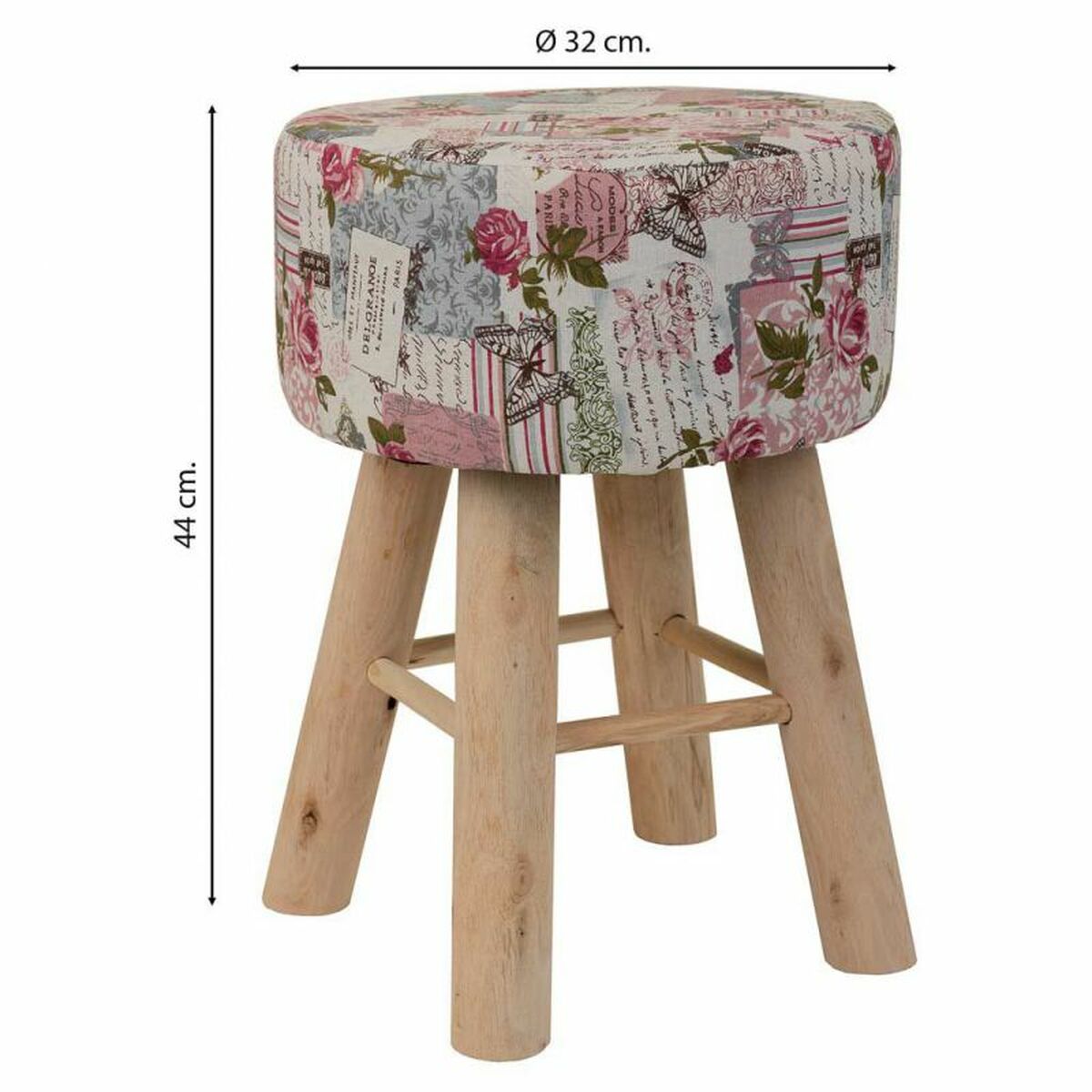 Sittpall Alexandra House Living Rosa Bambu Furu Badsvamp Trä MDF 32 x 44 x 32 cm - 5