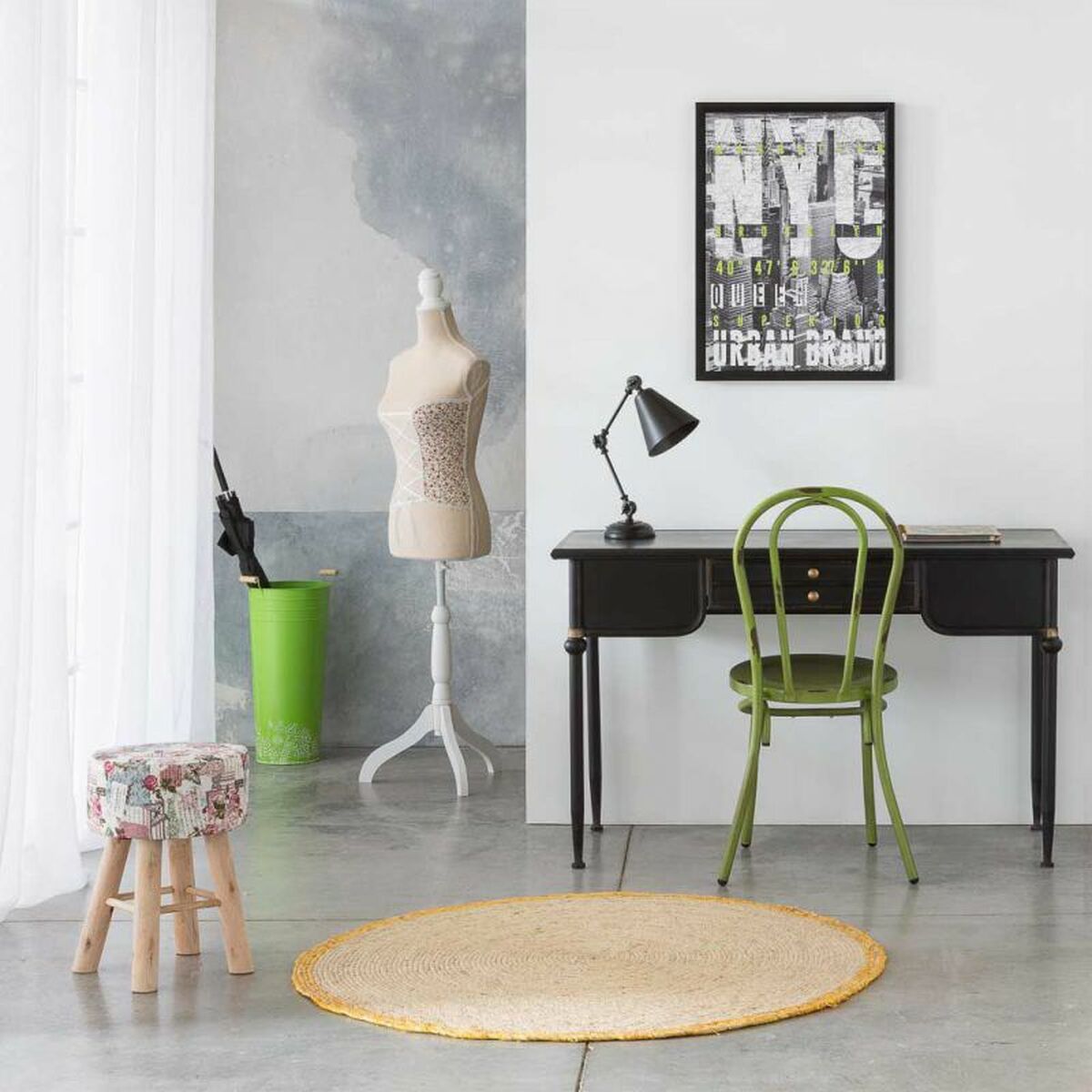 Sittpall Alexandra House Living Rosa Bambu Furu Badsvamp Trä MDF 32 x 44 x 32 cm - 3
