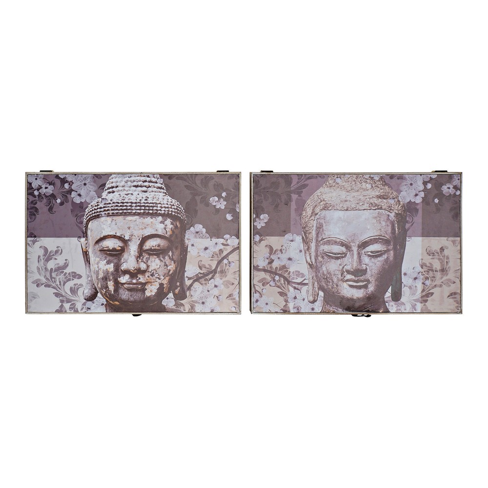 Dekorationslåda DKD Home Decor Grå Trä MDF Buddha Räknare (2 antal)