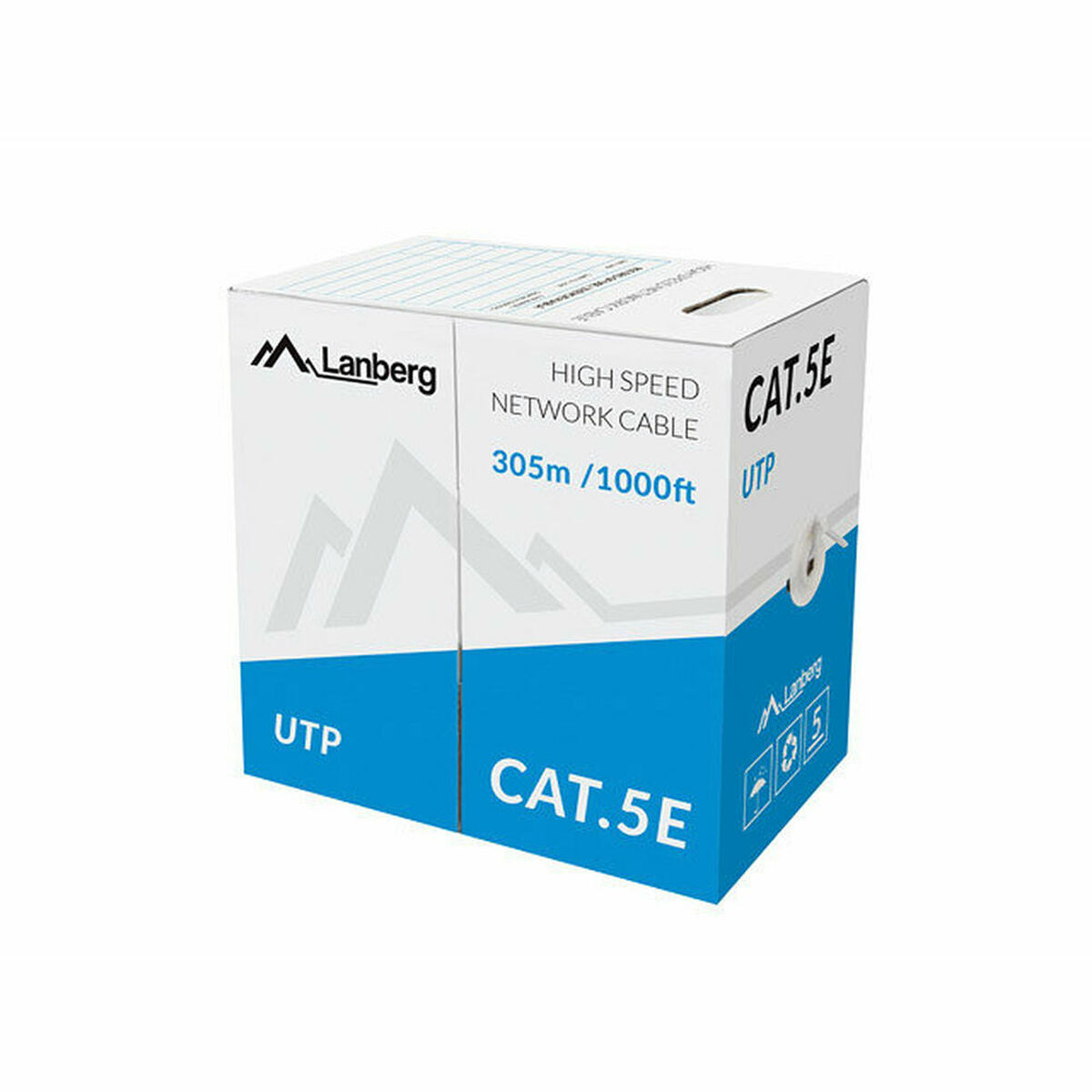 Nätkabel UTP Styv Kategori 5e Lanberg LCU5-11CU-0305-S Grå 305 m