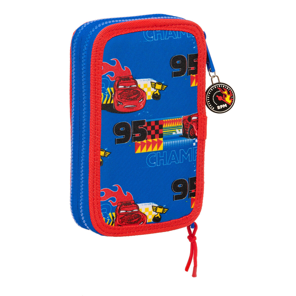 Dubbelt pennfodral Cars Race ready Blå 12.5 x 19.5 x 4 cm (28 Delar) - 5