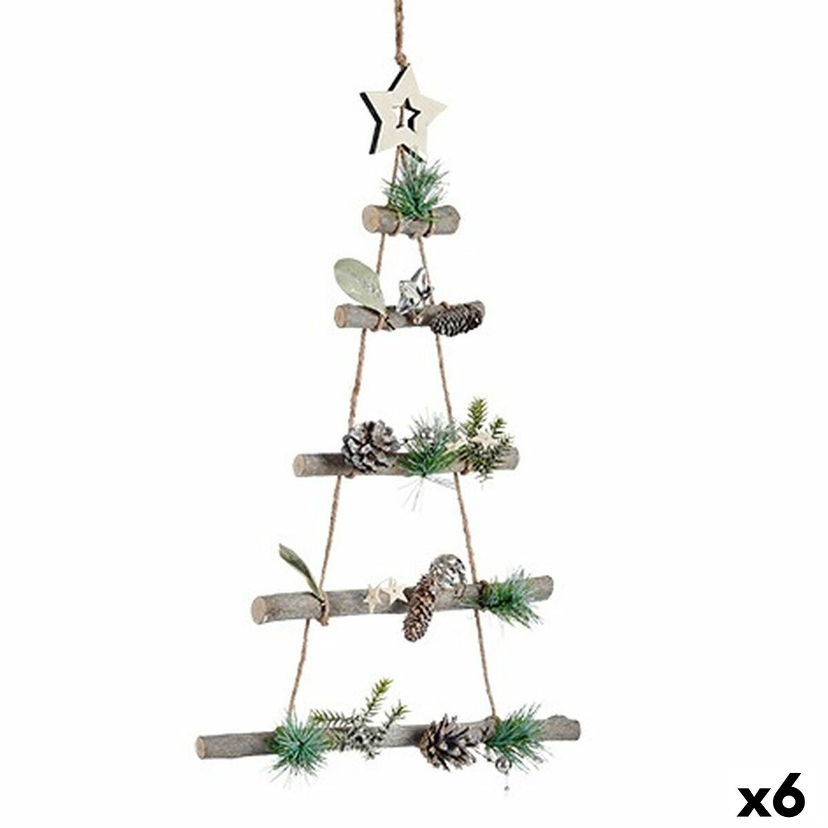 Julgranskula Krist+ Brun Silvrig Silver Trä Plast Julgran 34 x 5 x 65 cm 34 x 56 x 4 cm (6 antal)