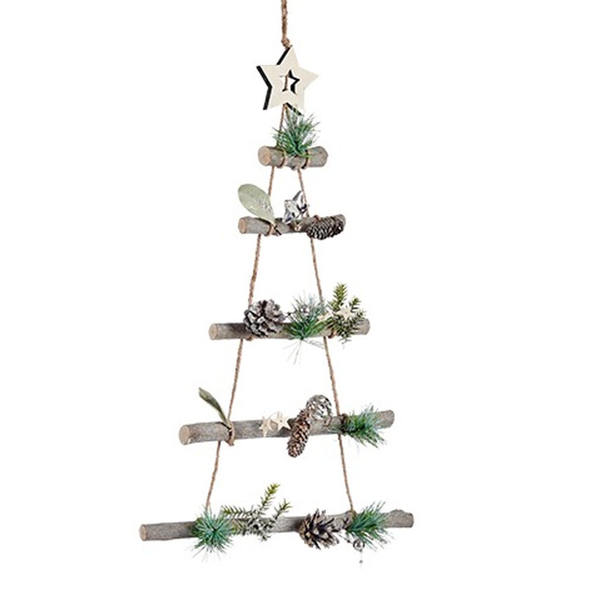 Julgranskula Krist+ Brun Silvrig Silver Trä Plast Julgran 34 x 5 x 65 cm 34 x 56 x 4 cm (6 antal) - 2
