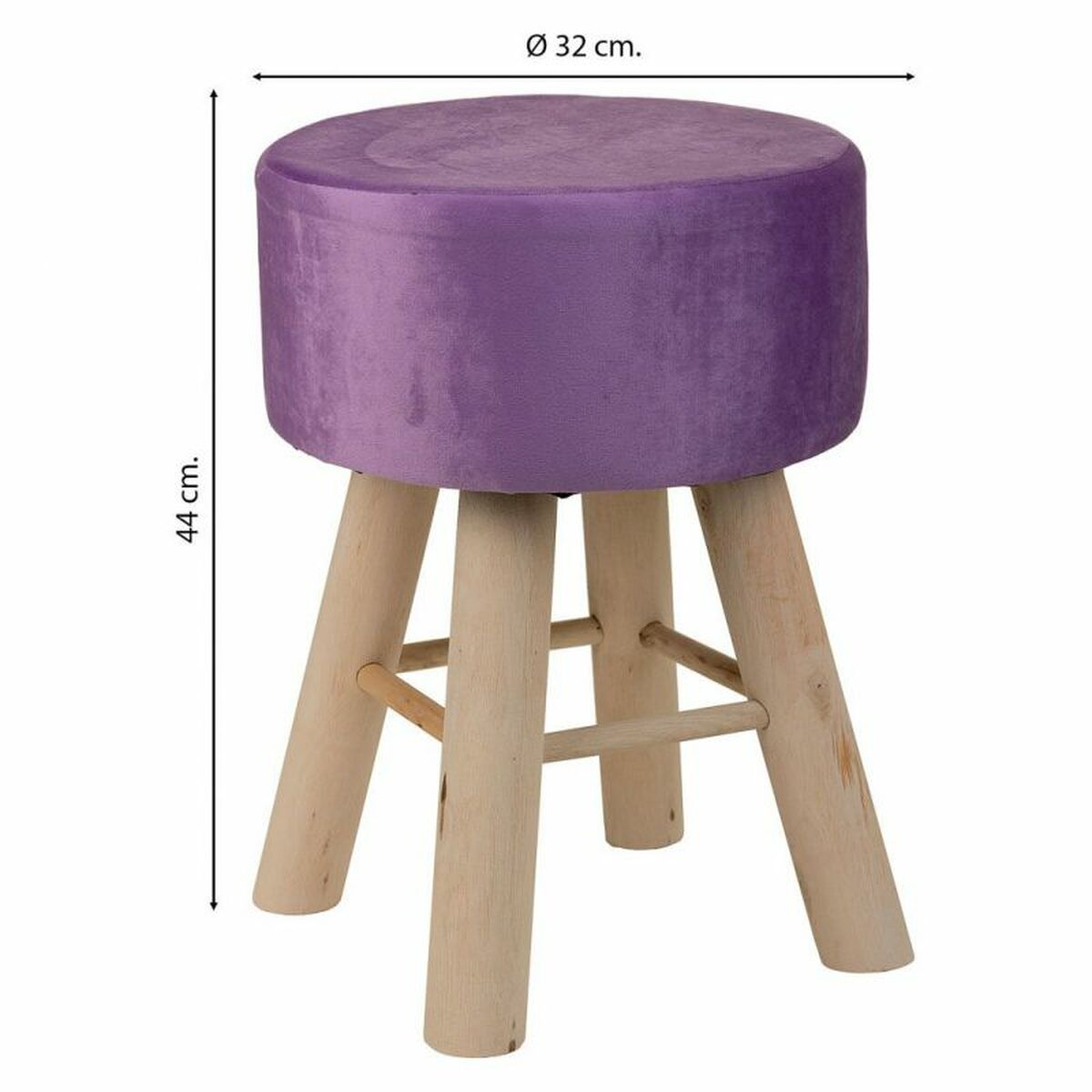 Sittpall Alexandra House Living Violett Sammet Bambu Furu Badsvamp Trä MDF 32 x 44 x 32 cm - 5