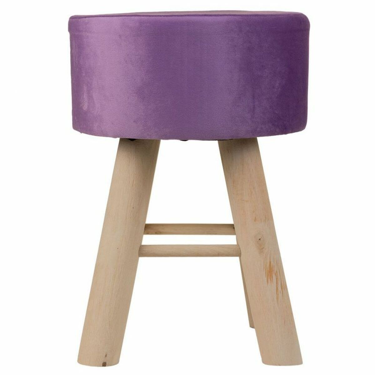 Sittpall Alexandra House Living Violett Sammet Bambu Furu Badsvamp Trä MDF 32 x 44 x 32 cm - 4
