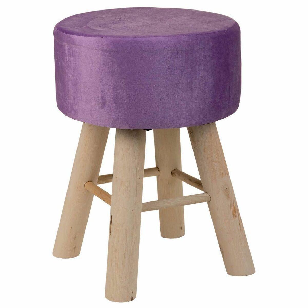 Sittpall Alexandra House Living Violett Sammet Bambu Furu Badsvamp Trä MDF 32 x 44 x 32 cm