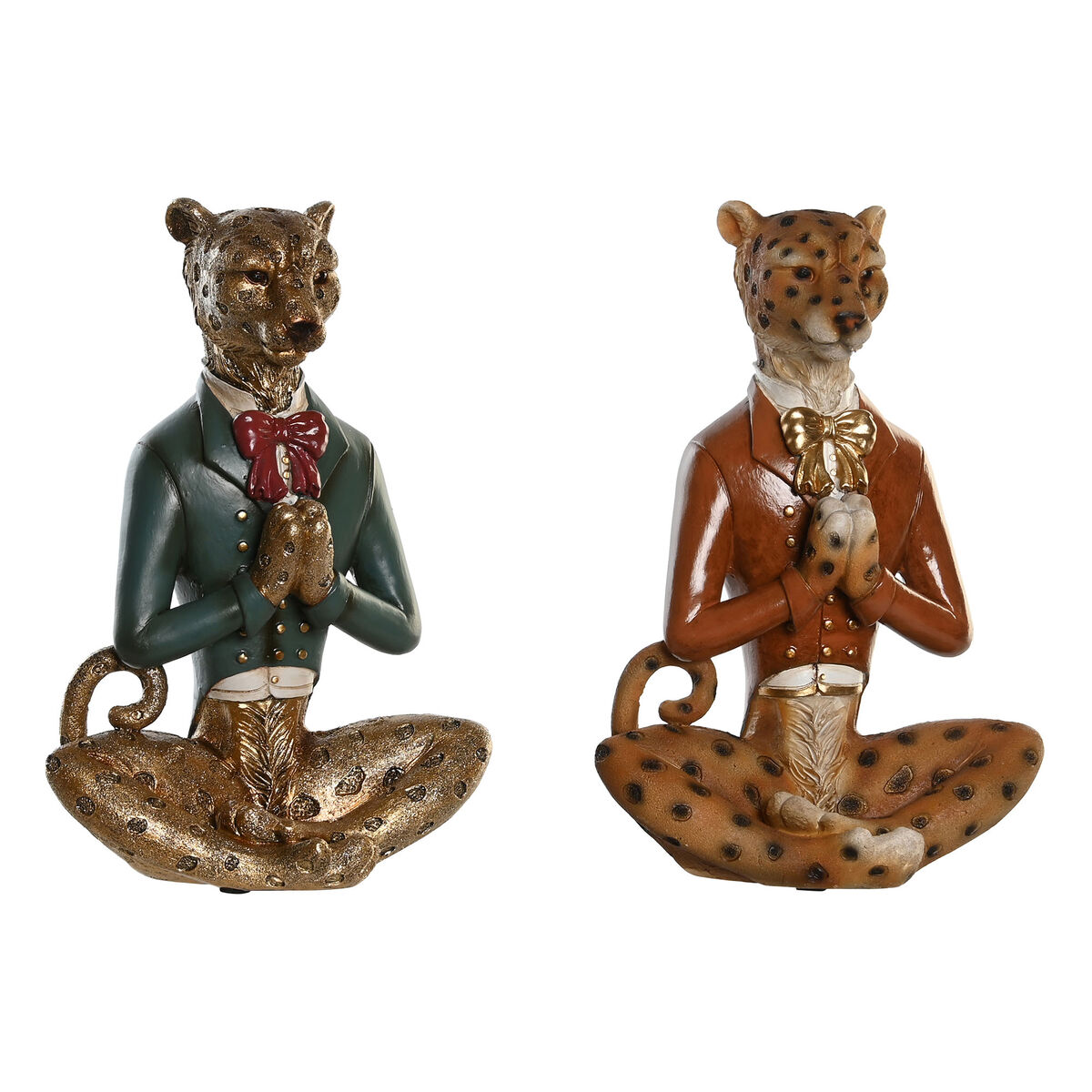 Prydnadsfigur DKD Home Decor Blå Brun Gyllene Leopard 16 x 9,5 x 23 cm (2 antal)
