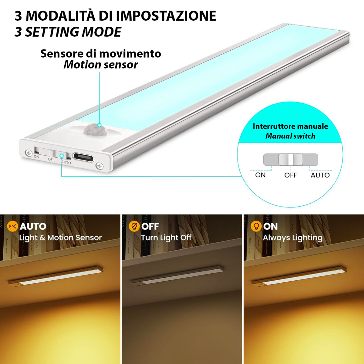 LED-remsa Velamp LACTEA Aluminium Plast 2 W 40 cm Vit Laddningsbar (3000K) (4000 K) (6500 K) - 3