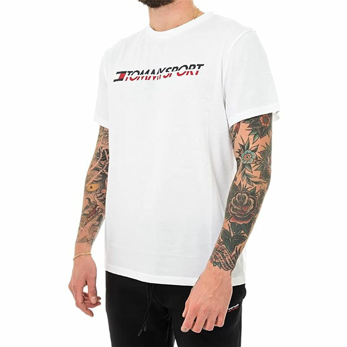 T-shirt med kortärm Herr Tommy Hilfiger Logo Chest Vit - 2