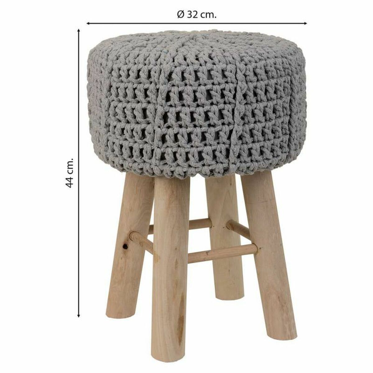 Sittpall Alexandra House Living Grå Bambu Furu Badsvamp Trä MDF 32 x 44 x 32 cm - 5