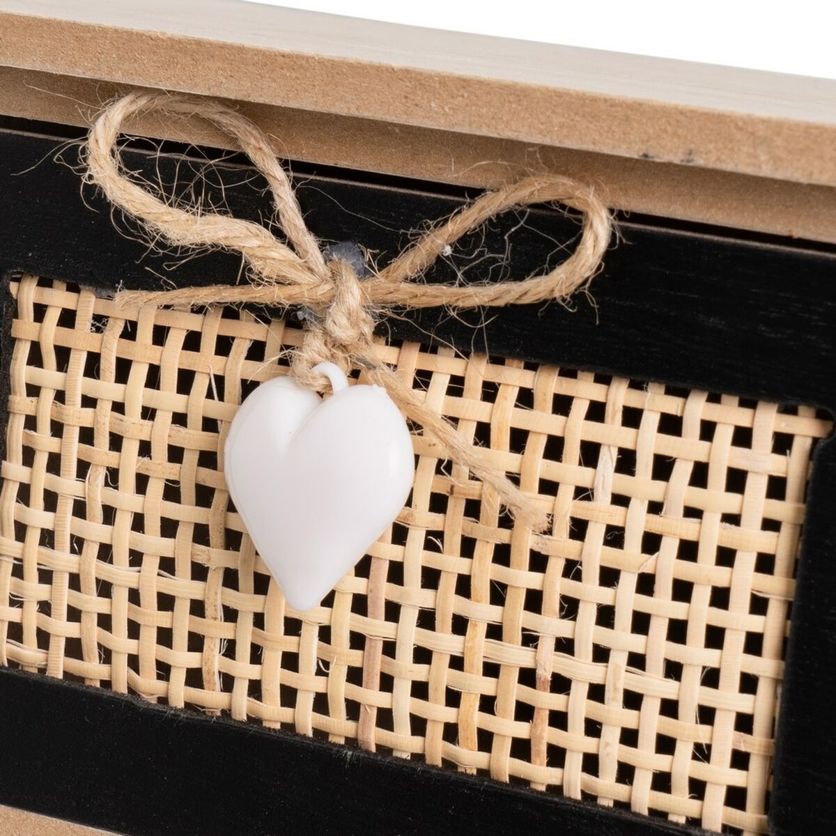 Smyckeskrin HEARTS Vit Svart Naturell Käpp Plast Trä MDF 17 x 11 x 32 cm - 3