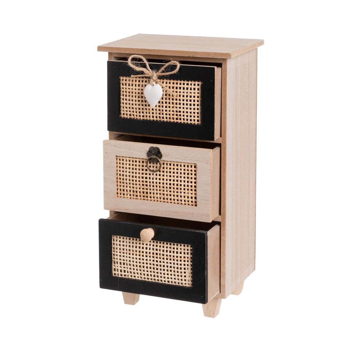 Smyckeskrin HEARTS Vit Svart Naturell Käpp Plast Trä MDF 17 x 11 x 32 cm - 5