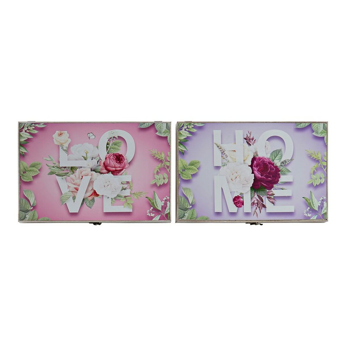 Dekorationslåda DKD Home Decor Rosa Lila Trä MDF Tropiskt Räknare (2 antal) - 7
