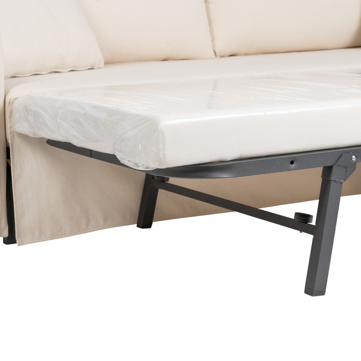 Bäddsoffa 200 x 94 x 86 cm Syntetmaterial Kräm - 5