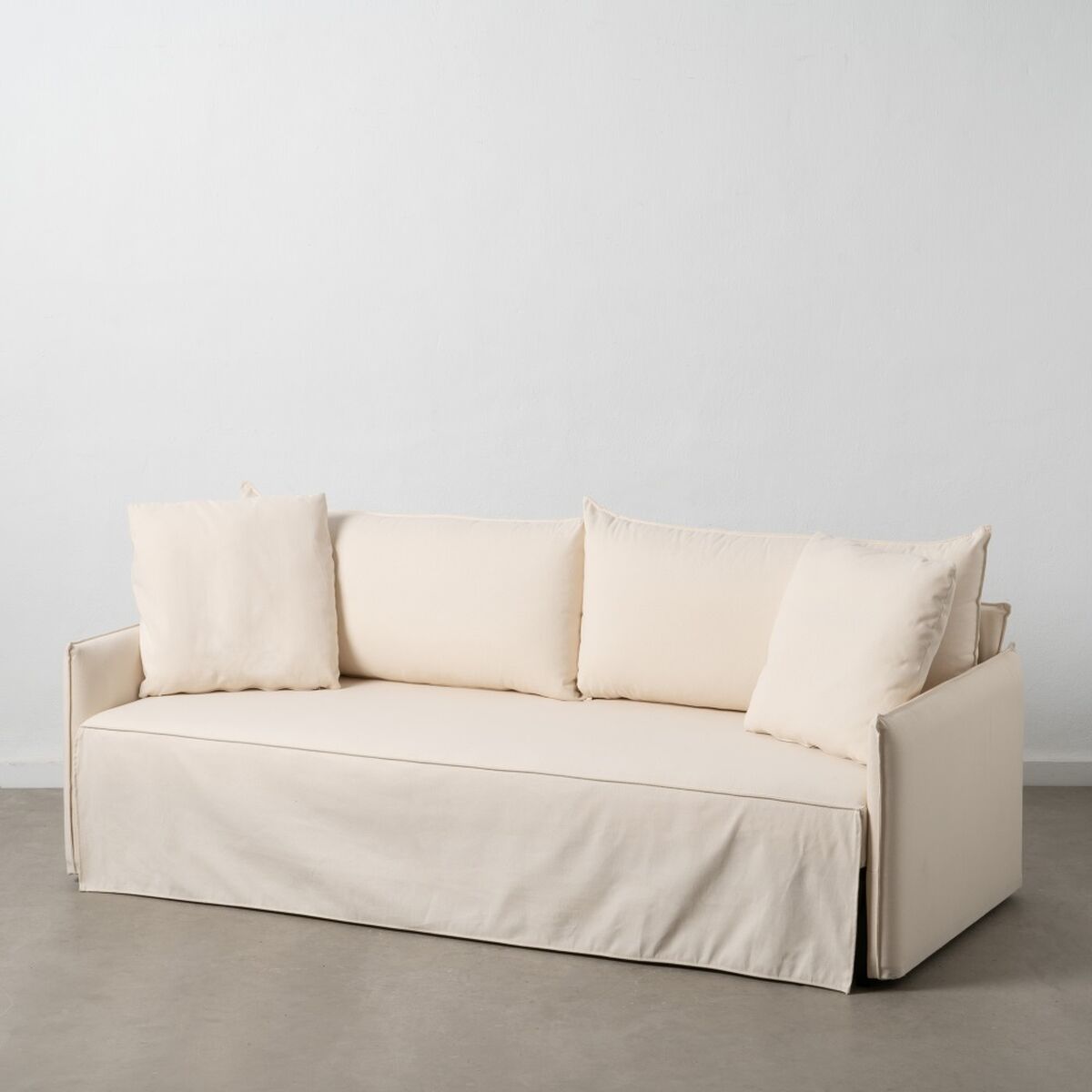 Bäddsoffa 200 x 94 x 86 cm Syntetmaterial Kräm - 2