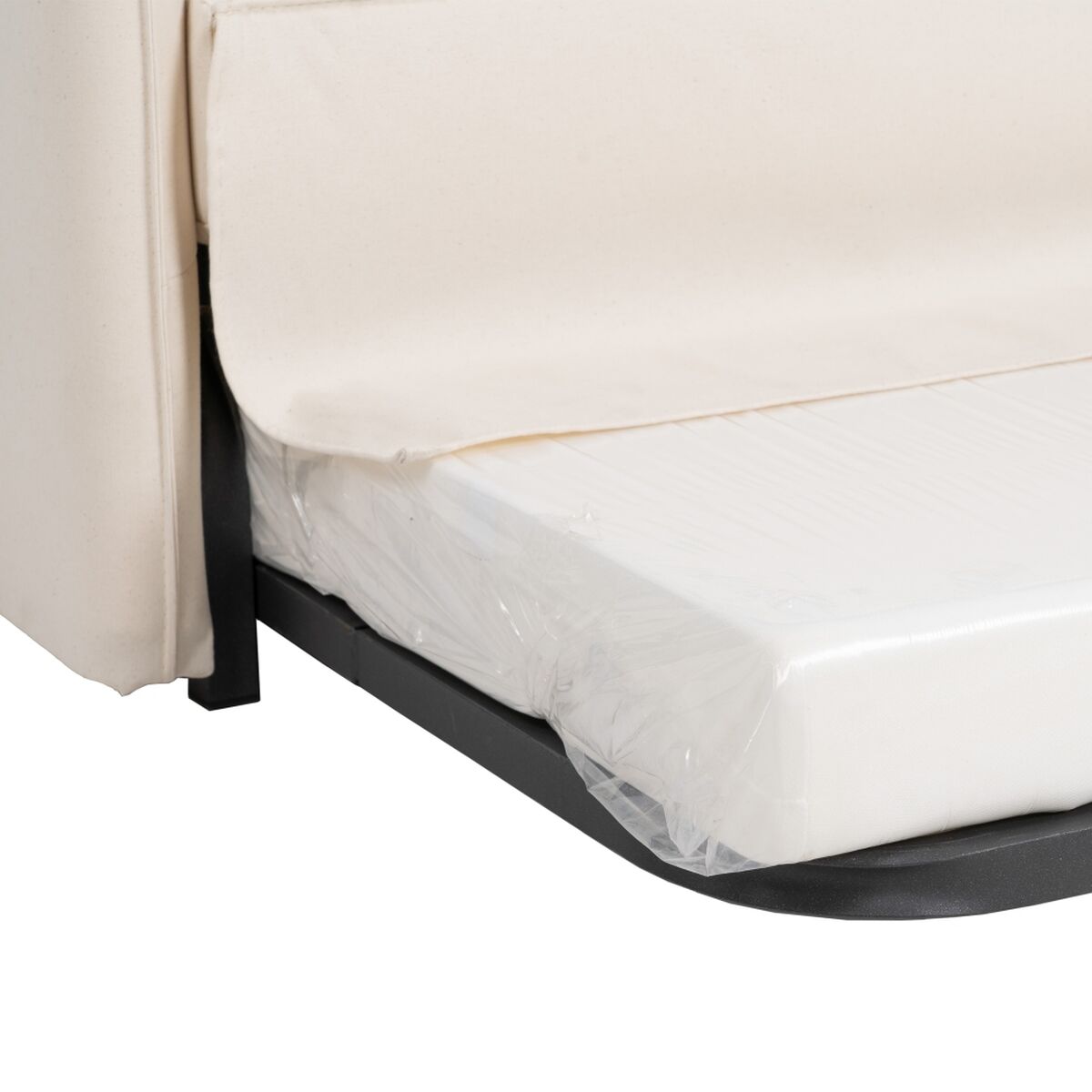 Bäddsoffa 200 x 94 x 86 cm Syntetmaterial Kräm - 6