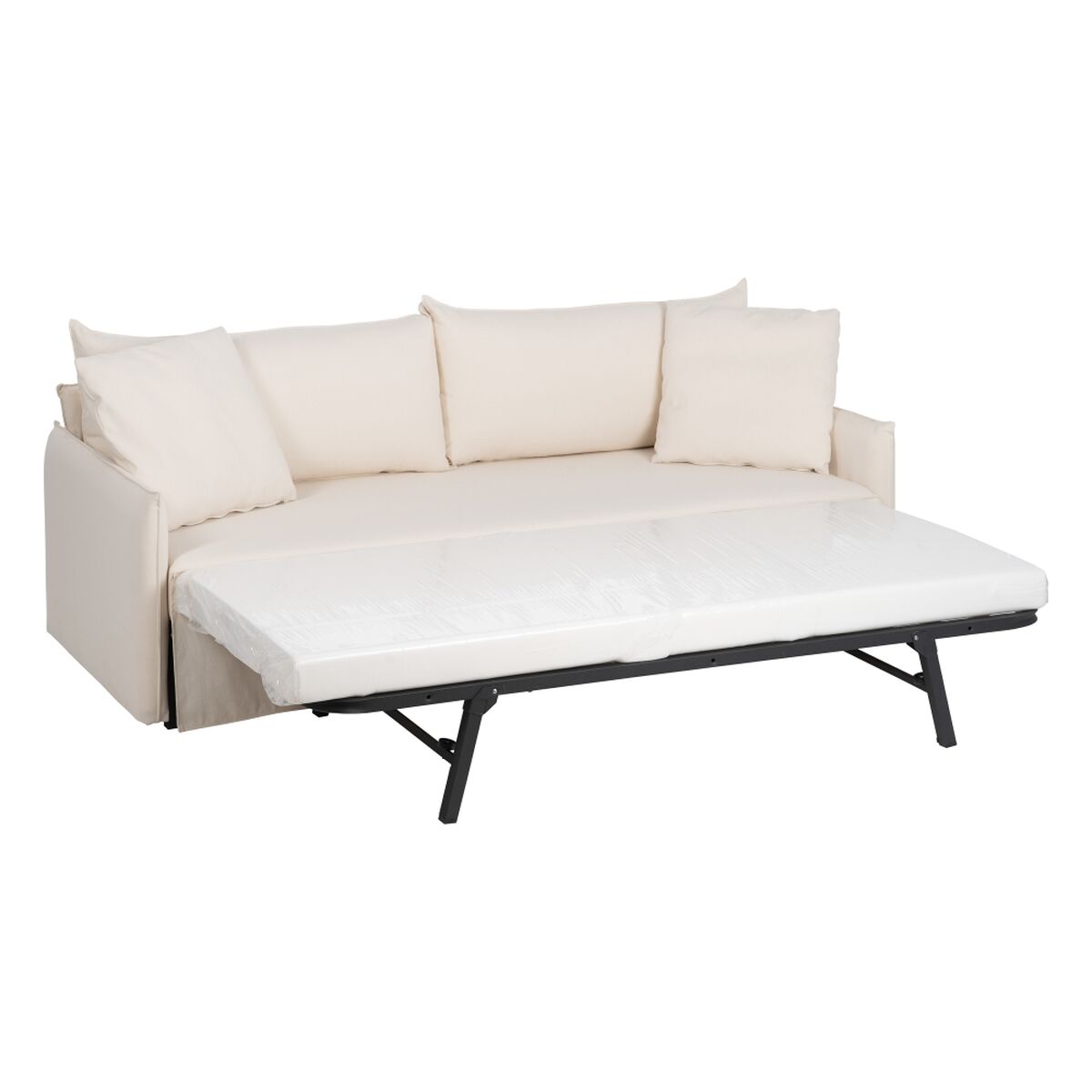 Bäddsoffa 200 x 94 x 86 cm Syntetmaterial Kräm - 8