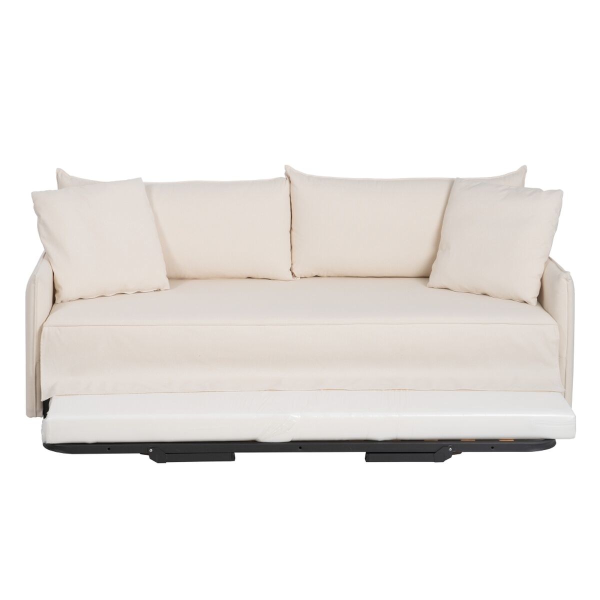 Bäddsoffa 200 x 94 x 86 cm Syntetmaterial Kräm - 7