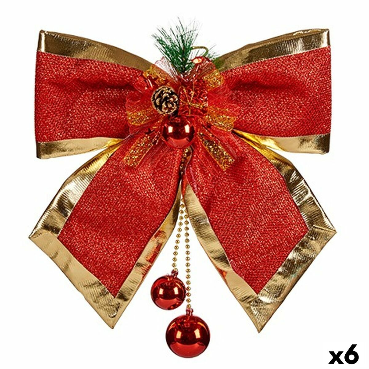Lasso Julgranskula Röd Gyllene 33 x 9 x 33 cm (6 antal)
