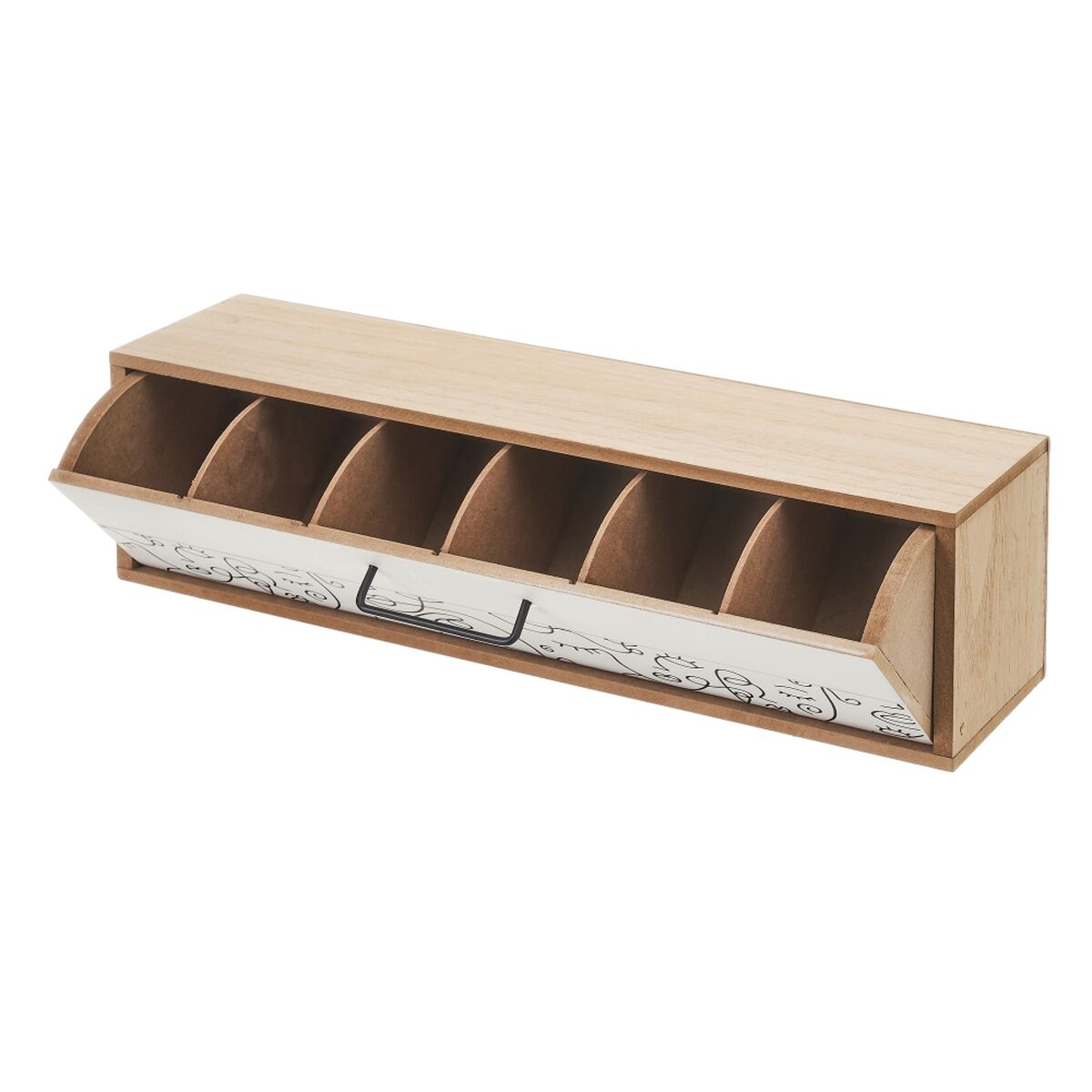 Smyckeskrin ONE LINE Vit Svart Naturell Trä MDF 39 x 10 x 11 cm - 3