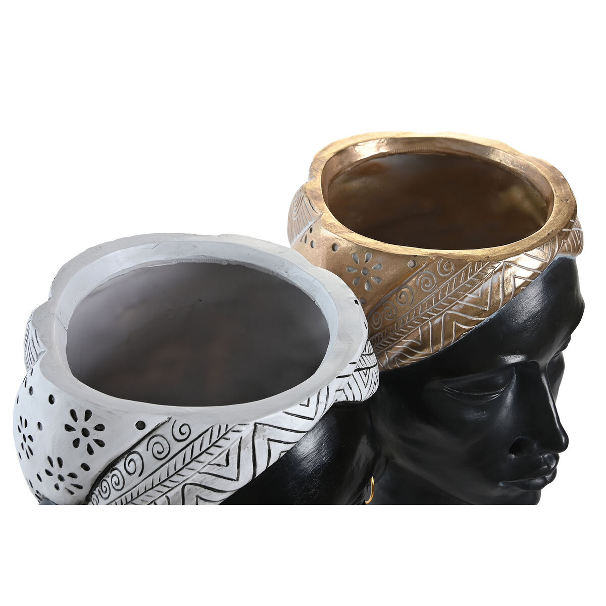 Prydnadsfigur DKD Home Decor Silvrig Gyllene Brun Harts Kolonial Afrikanska (19,5 x 11 x 39,5 cm) (2 antal) - 3
