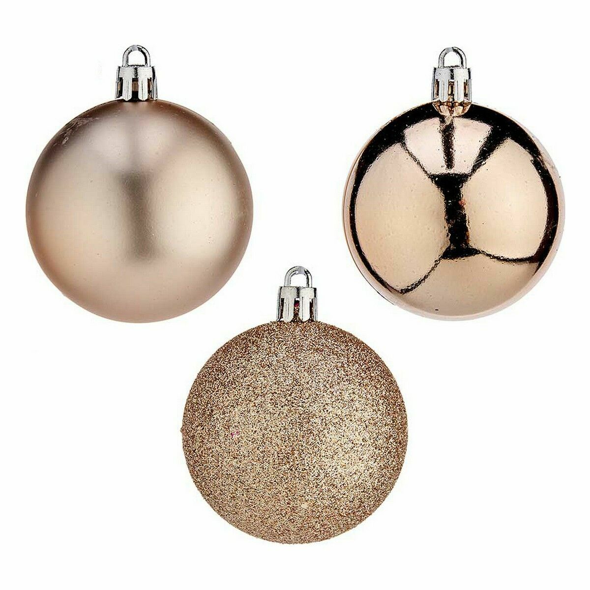 Uppsättning av julkulor champagne Plast Ø 6 cm (12 antal) - 2