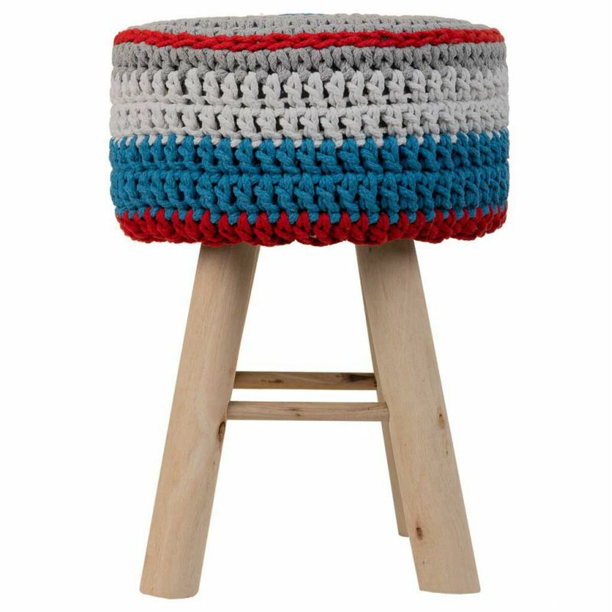 Sittpall Alexandra House Living Blå Bambu Furu Badsvamp Trä MDF 32 x 44 x 32 cm - 4