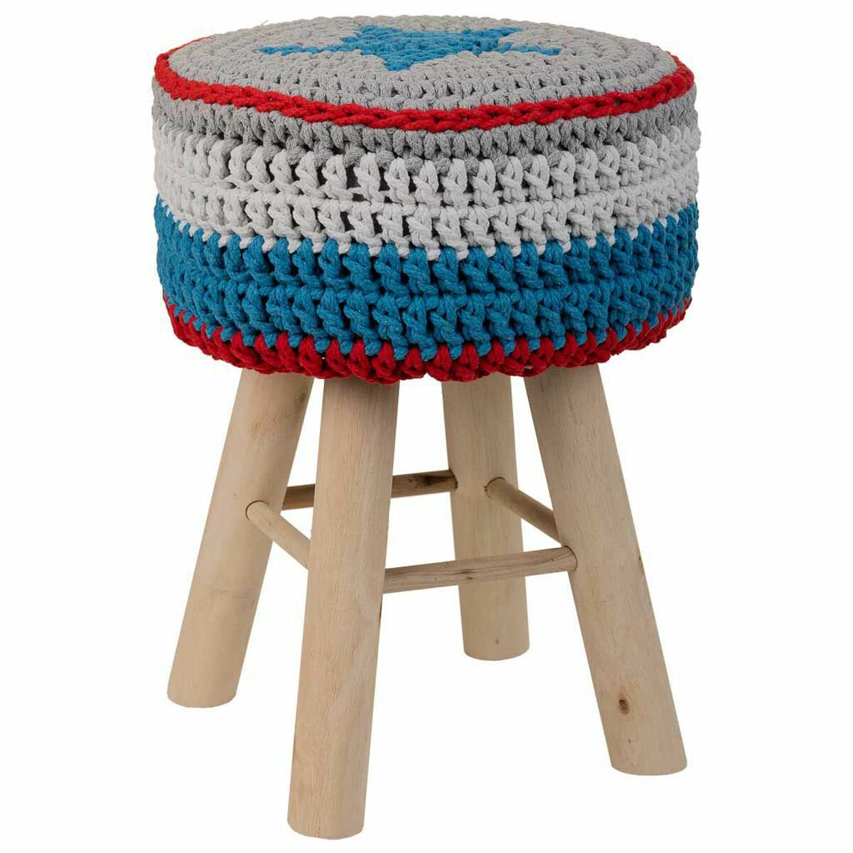 Sittpall Alexandra House Living Blå Bambu Furu Badsvamp Trä MDF 32 x 44 x 32 cm